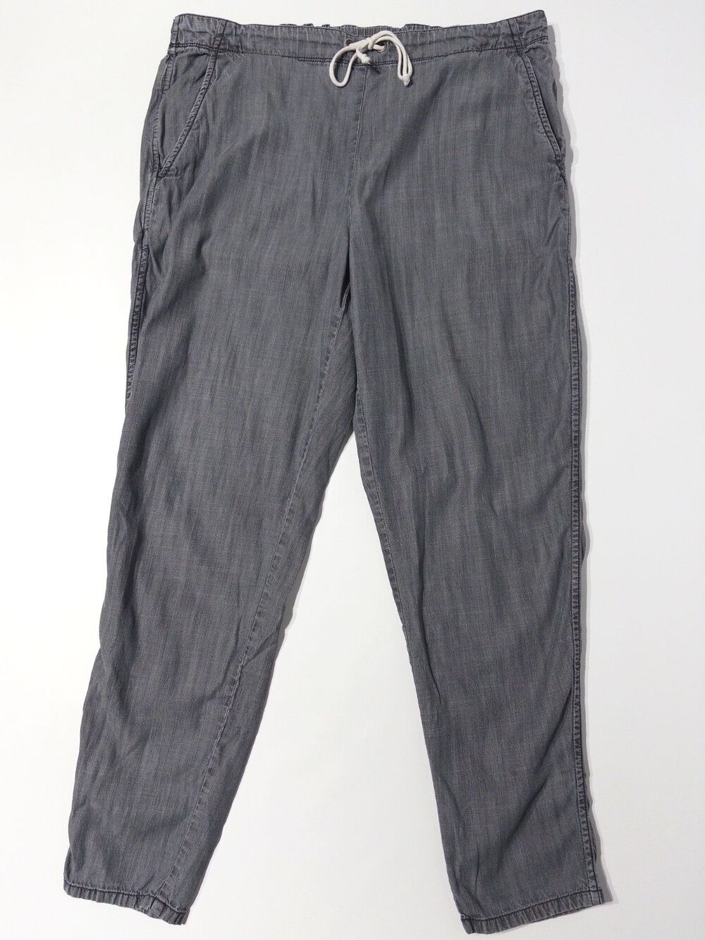 Eileen Fisher Gray Elastic Waist Drawstring Pants Front & Back Pockets Women M
